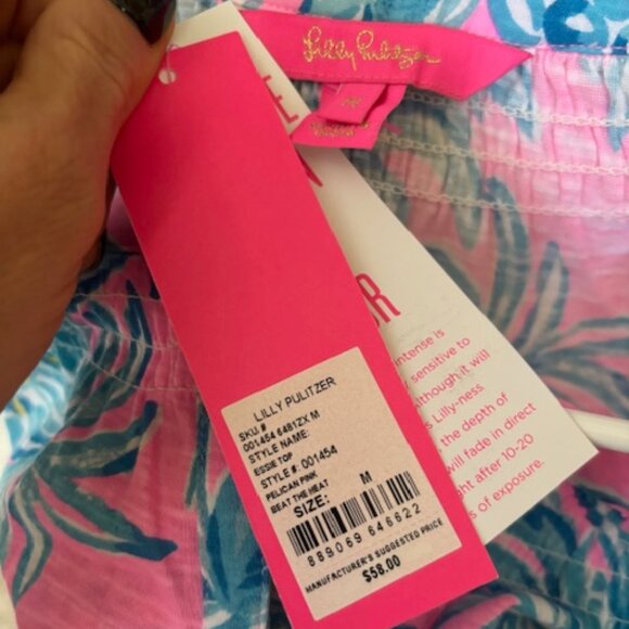 NWT Lilly Pulitzer Essie Tank Top in Pelican Pink Beat the Heat size Medium - Picture 3 of 3